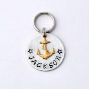 Anchor pet tag, Personalized Pet id tag, anchor charm with aluminum disc, nautical by jewelmango