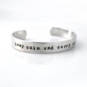 Personalized metal cuff bracelet, custom bracelet, aluminum cuff hand stamped bracelet, keep calm and carry on, class of 2012 Graduation by ZADOO