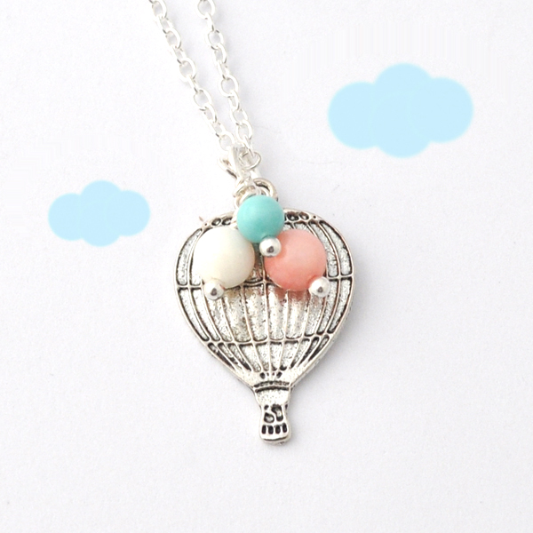 Air Balloon Necklace - Love Is In The Air - Up Up And Away - Pastel Beads - Cute